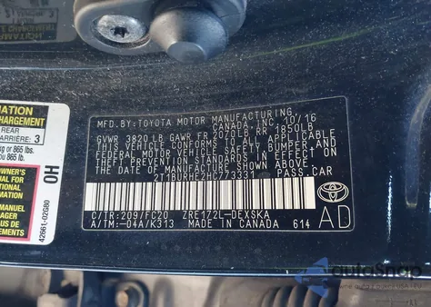 2017 Toyota Corolla Se from USA, damaged, VIN 2T1BURHE2HC773331